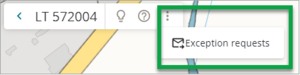 CSD header bar with three-dot icon and 'Exception requests' menu item highlighted