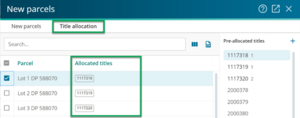 Screenshot showing how titles are allocated