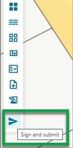 Toolbar with bottom icon highlighted (paper plane / Sign and submit)