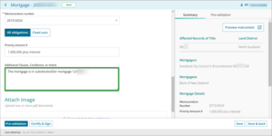 Example of additional details free text field in New Landonline.