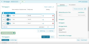 Example of where to toggle to change due to pending dealing in New Landonline.