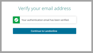 Example of pop up message stating your email has been verified for MFA.