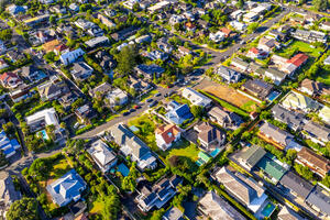 Overhead view of Auckland suburbs