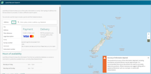 Example of where to select arrow for land record menu.