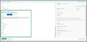 Example of where to fill in registered owners address.