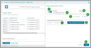 Example of fields to edit existing ownership.