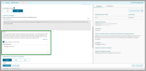 Example of field to enter details of exceptions.