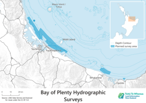 Hydrographic survey area of the Bay of Plenty