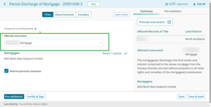 Example of what it looks like if the affected instrument field has a number in it.