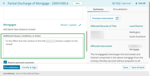 Example of where to type additional clauses.