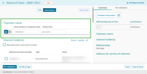Claimant name fields