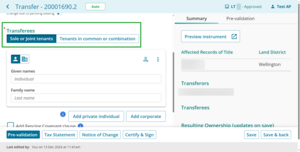 Transferees toggles.