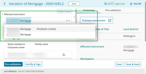 Example of where to add affected instrument.