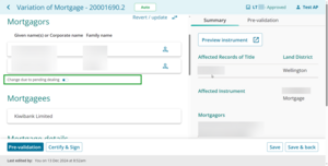 Toggle to change instrument due to pending dealing.