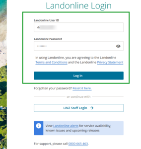 Log in screen.