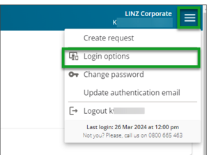 Login options link.