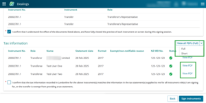 View of tax statements.