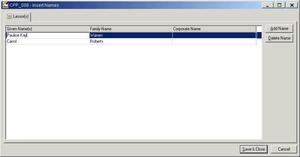 Insert names window