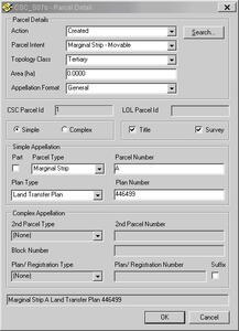 Movable Marginal Strips - capturing in Landonline example