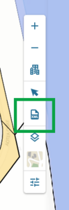 screenshot of map control toolbar highlighting the survey data extraction icon.