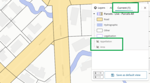 screenshot of current layers in layer control panel, highlighting the labels. They are currently turned off, and no labels are visible in the spatial view.