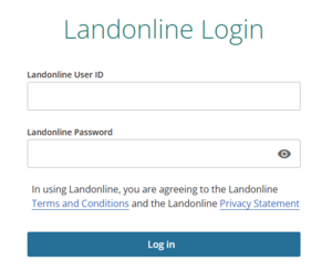 image of the Landonline log in panel.