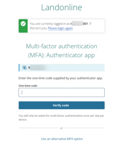 image of multi-factor authentication panel.