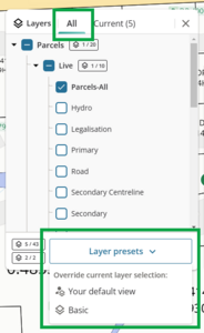 Screenshot of layer control panel, highlighting Layer presets at bottom of panel.