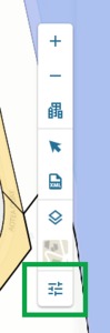 screenshot of map control toolbar highlighting the map settings icon.