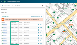 Web Search app with Appellation column highlighted