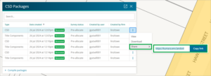 Screenshot of the CSD packages panel with Share selected. 