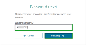 Screenshot of enter user ID