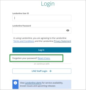 Screenshot of select reset password window