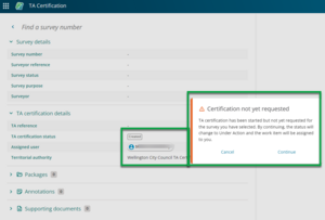 Survey no Certification request