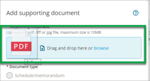 Screenshot of drag and drop supporting doc 