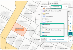 Screenshot of the Print Spatial Map in Web Search showing layers and labels options. 