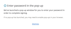 image of the Enter password in the popup message.