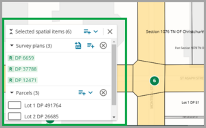 Image of open selection bucket showing selected items