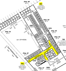  this plan created two polygons for road (Lot 901 and Lot 902).  You can see there are several road names inside Lot 901 and Lot 902.