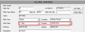 Mark detail screen with Mark State and Purpose highlighted