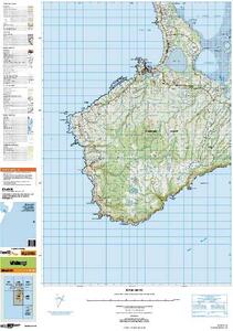 Example of a Topo 50 map in TIFF format. The map legend, key, and connected maps are shown along the left and bottom of the main map.